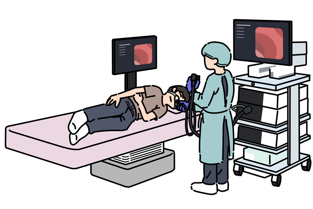 胃の内視鏡検査を受けているところ